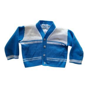 Vintage Babyfair Blue and White Color-Block Sweater